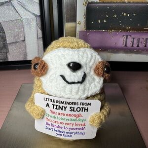 Tiny Sloth Plush with Inspirational Message - Brown and White